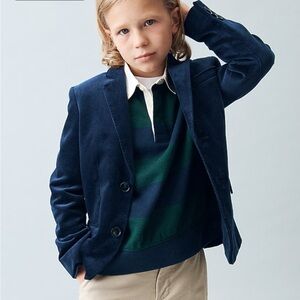 Crew cuts J.Crew Boys Ludlow Velvet Party Navy Blue Blazer 10 Youth Boys Girls